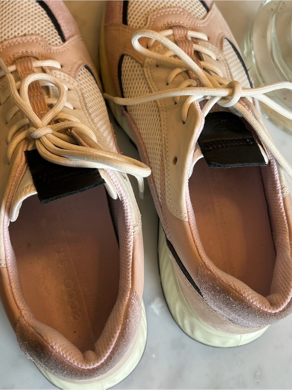 Ecco Women's Pale Pink Suede & Mesh Lace-Up Sneakers - Picture 5 of 8